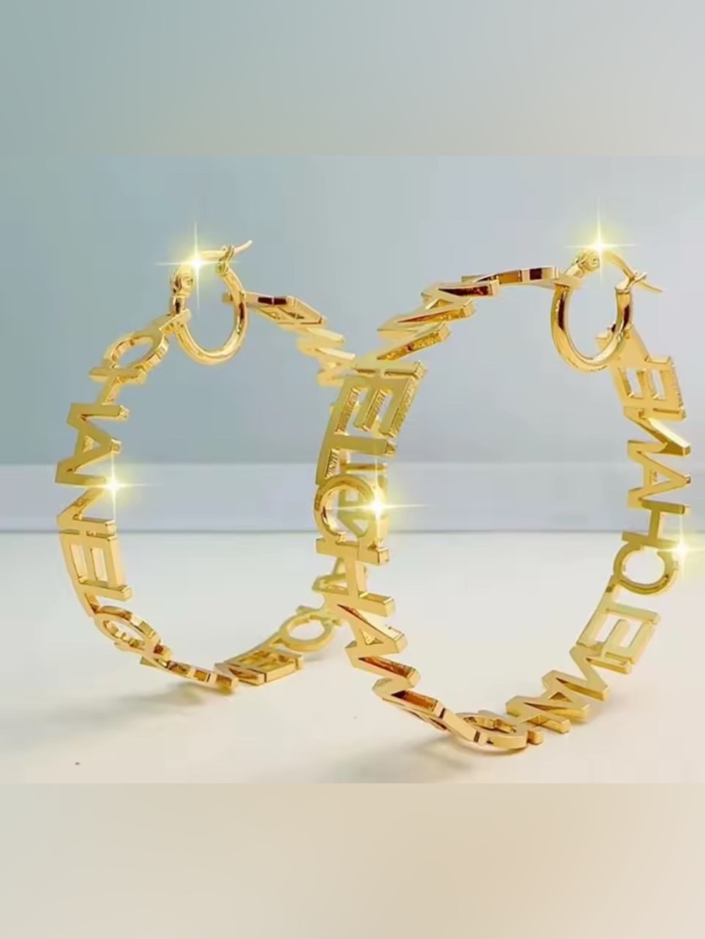 Gold Letter Hoop Earrings - Branded Script Design